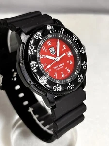 Vintage Mens Rare Red Luminox Navy Seals Wrist Watch New Battery Runs! - Picture 1 of 6