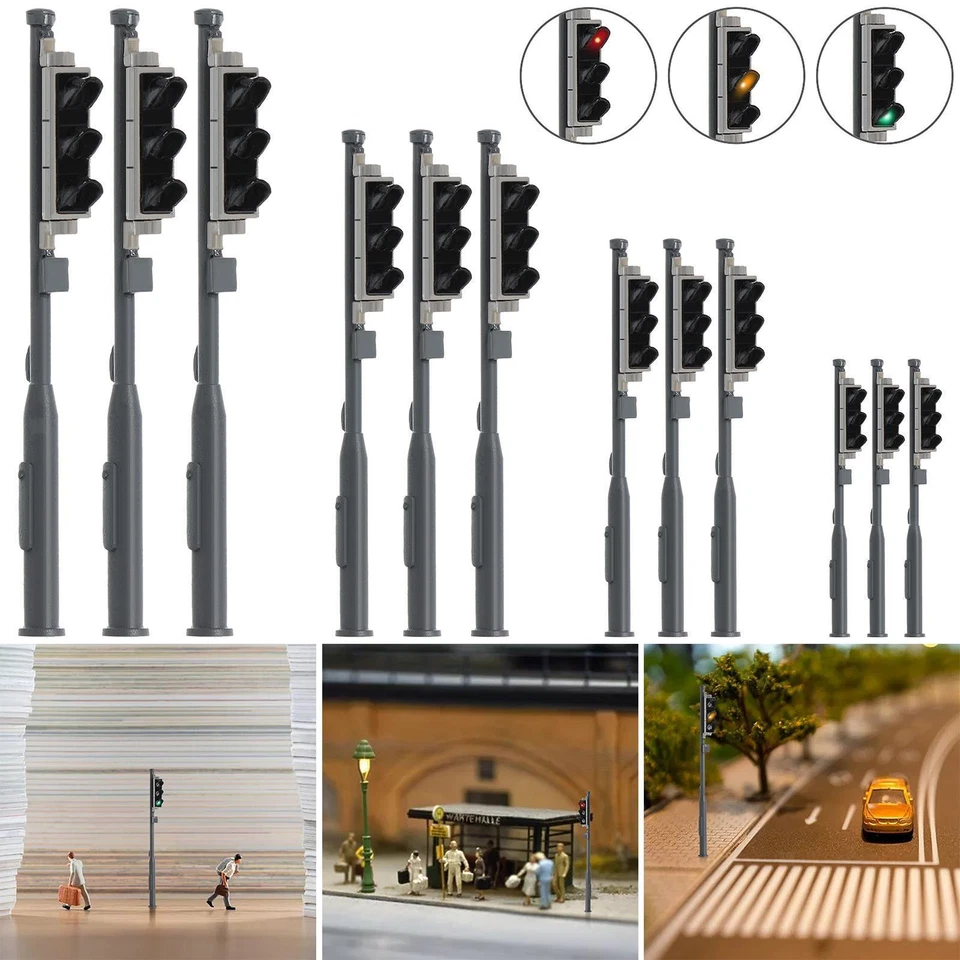 Set of 3 model railway traffic lights LED signal for train railway architecture - Image 1 of 1