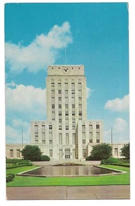 HOUSTON CITY HALL Building On Bagby Street Texas Postcard TX 1959 - Picture 1 of 2
