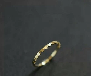 14K Solid Gold Simple Heart Shaped Link Tail Ring Exquisite Temperament Jewelry - Picture 1 of 12