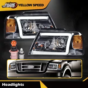 LED DRL Projector Headlight/lamps Chrome/Black Fit For 04-08 Ford F-150/Mark LT - Picture 1 of 9