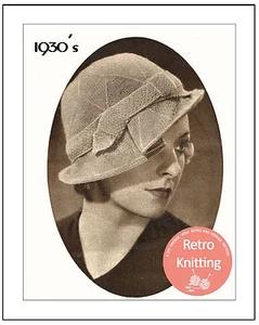 1930s Hat with a Brim Knitting Pattern - Copy - Picture 1 of 1