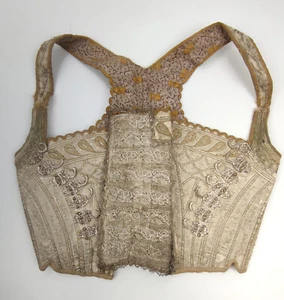 Antik Mieder Korsage Schwan-haken 13 Lot Silber Brokat Stick Biedermeier Barock - Bild 1 von 24