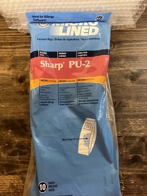 DVC Sharp PU-2 Vacuum Cleaner Bags Micro Lined 10 Bags 465550 New Sealed - Image 1 of 2