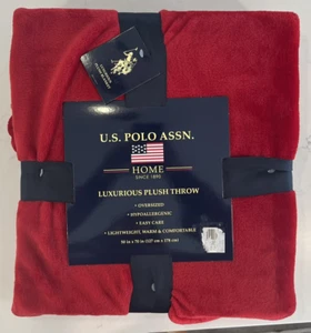 U.S. Polo Assn. Coperta leggera oversize 50"x 70" rossa morbida nuova con etichetta - Foto 1 di 4