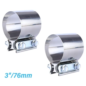 2Pcs 3" T304 Stainless Steel Butt Joint Band Exhaust Clamp - Picture 1 of 7