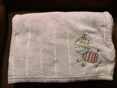 SNUGLY BABY PINK FLEECE GIRL SOFT ANIMAL ZEBRA COW GIRAFFE STRIPES - Image 1 of 4
