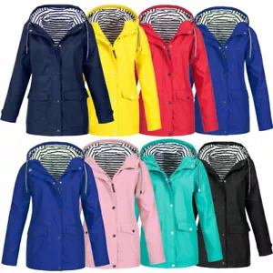 Womens Waterproof Raincoat Ladies Outdoor Wind Rain Forest Jacket Coat Plus Size - Picture 1 of 18