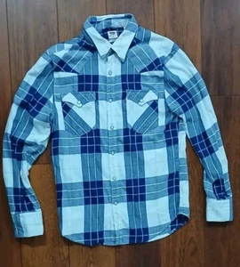 Levi’s blau weiß kariertes Hemd Perlen Druckknöpfe Standard Small - Top Zustand - Bild 1 von 12