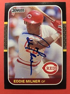Eddie Milner 1987 Donruss #433 signed card autograph Cincinnati Reds