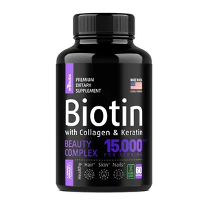 Biotin Capsules with Collagen and Keratin - 15000MCG Per Serving - Biotin - Picture 1 of 5