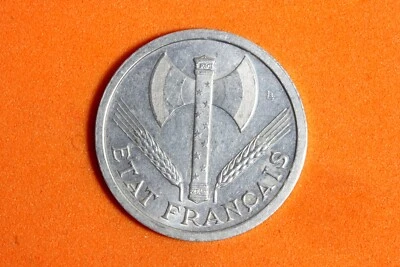 Moneda Francia 1943 2 francos aluminio-magnesio #M17603 Foto 1 de 2