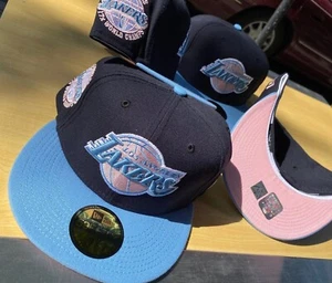 New Era Exclusive LAKERS CUSTOM NBA 59fifty Navy/Lt Blue/Pink RARE NEW - Picture 1 of 7