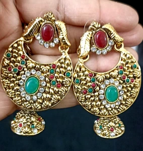 Indian Earring Ethnic Jhumka Stud Drop Dangle Wedding Party Bridal jewelry - Picture 1 of 3