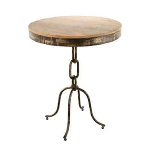 Stylish Large Iron Wood Chain Link Modern End Table Home Decor - Picture 1 of 1