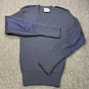 Vintage Jack Young Commando Sweater Mens Large Blue V Neck Wool Made in USA - Picture 1 of 19