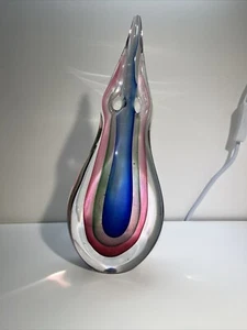 Sommerso Teardrop Art Glass Sculpture Murano 10 3/4” - Picture 1 of 8