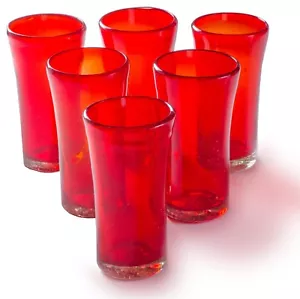 Orion Mexikanische Glaswaren Lilie Sammlung 14 Unzen Becher Rot - 6er Set - Bild 1 von 4