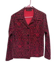 Briggs New York Shirt Jacket Black Red Paisley Microfiber Womans M - Picture 1 of 4