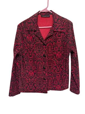 Camisa Chaqueta Briggs New York Negra Roja Paisley Microfibra Mujer M Foto 1 de 4