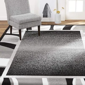 Black Circles Modern 2x3 Area Rug Contemporary Carpet Mat - Actual 1'9"x2'11" - Picture 1 of 2