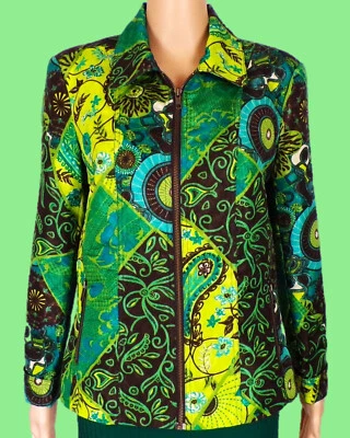 MÚLTIPLES Talla S Verde (en su mayoría) Satén Cremallera Frontal Chaqueta Ligera 100% Poliéster Foto 1 de 4