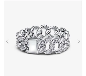 Pandora Pavé Cuban Chain Ring Size 9 BRAND NEW With BOX - Picture 1 of 2