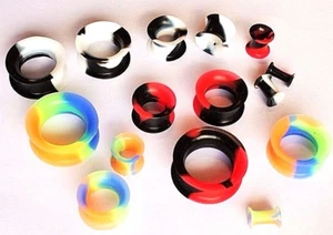 4-25mm Soft Silicone Stretcher Earring Flesh Tunnel Ear Plug Expander 2 Tone 1pc - Picture 1 of 7