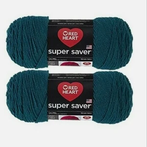 Red Heart Super Saver Yarn REAL TEAL (2 Pack)  Medium Worsted 7 oz  - Picture 1 of 1