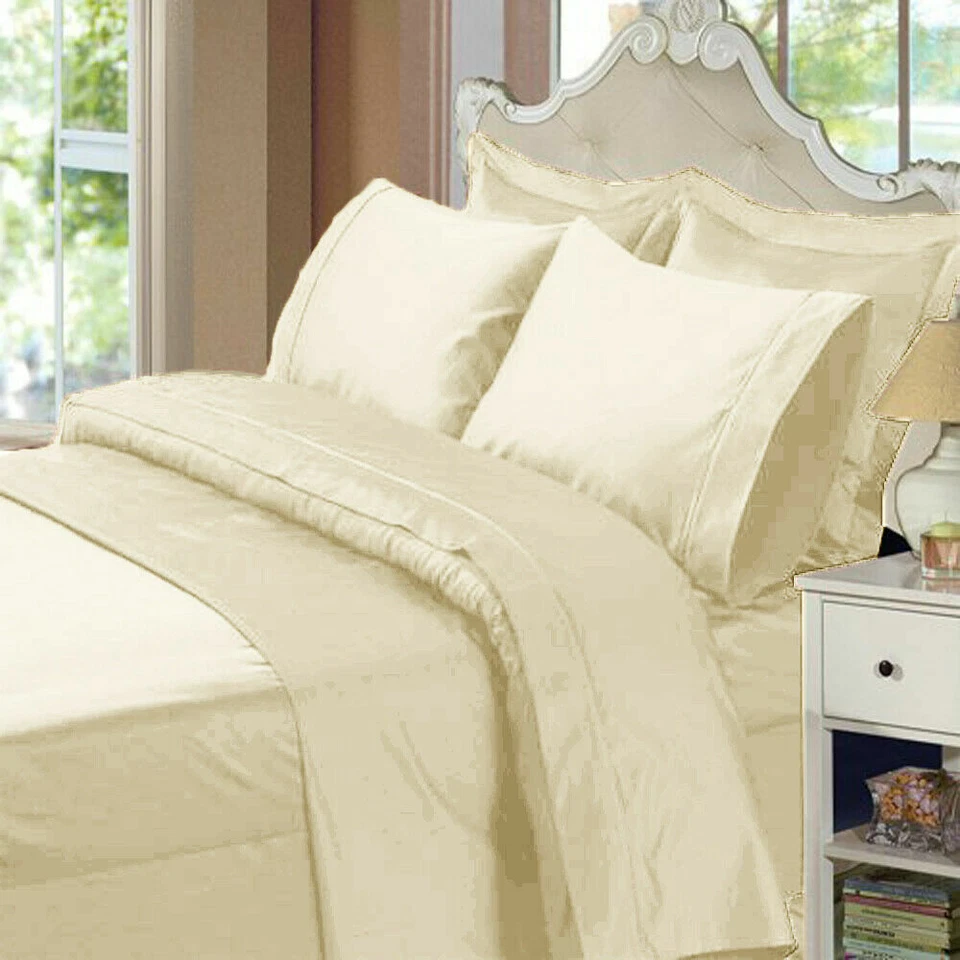 Juego de funda nórdica 100 % algodón 3 piezas 450 hilos tejido satén colores lisos Foto 1 de 1