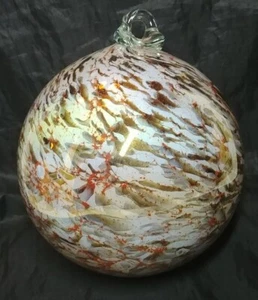 Large BLOWN ART GLASS ORB Hanging Window Ball Swirled Iridescent (B3-H13) - Picture 1 of 6