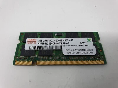Dell Latitude D630 Memory RAM 1GB DDR2 PC2-5300S Hynix HYMP512S64CP8 - Image 1 of 4