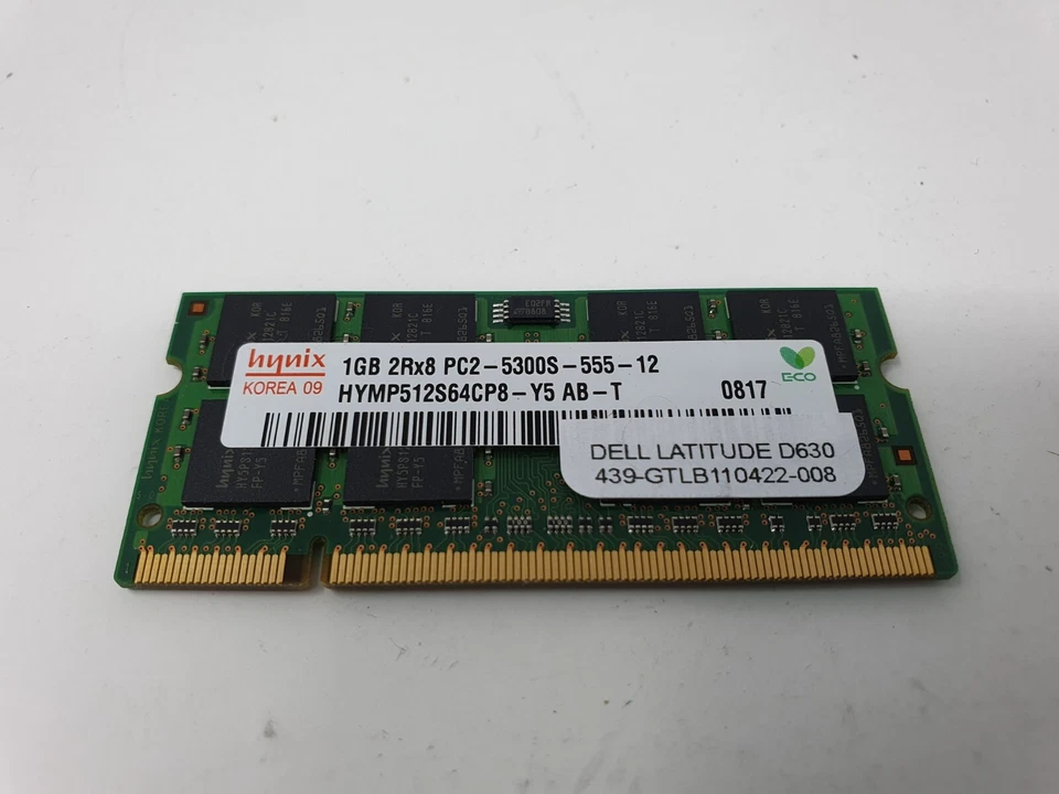 Dell Latitude D630 Memory RAM 1GB DDR2 PC2-5300S Hynix HYMP512S64CP8 - Image 1 of 4