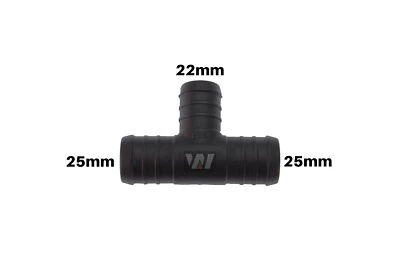 WamSter® T Schlauchverbinder Pipe Connector Reduziert 25mm 25mm 22mm Durchmesser