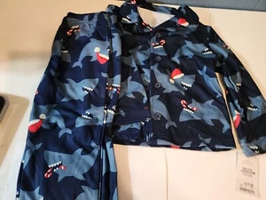 just for you Toddler Boys Pajamas Set Shirt/Pants Sharks Santa Hats 2T NB13 - Picture 1 of 3