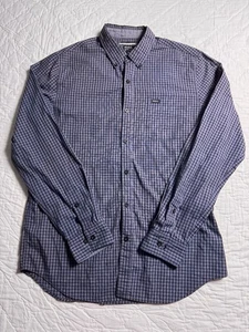 RVCA Mens Slim Fit Button Down Shirt Blue Checkered Long Sleeve Logo Size L - Picture 1 of 8