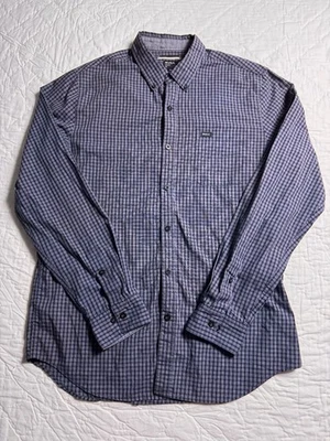 RVCA Mens Slim Fit Button Down Shirt Blue Checkered Long Sleeve Logo Size L - Image 1 of 4