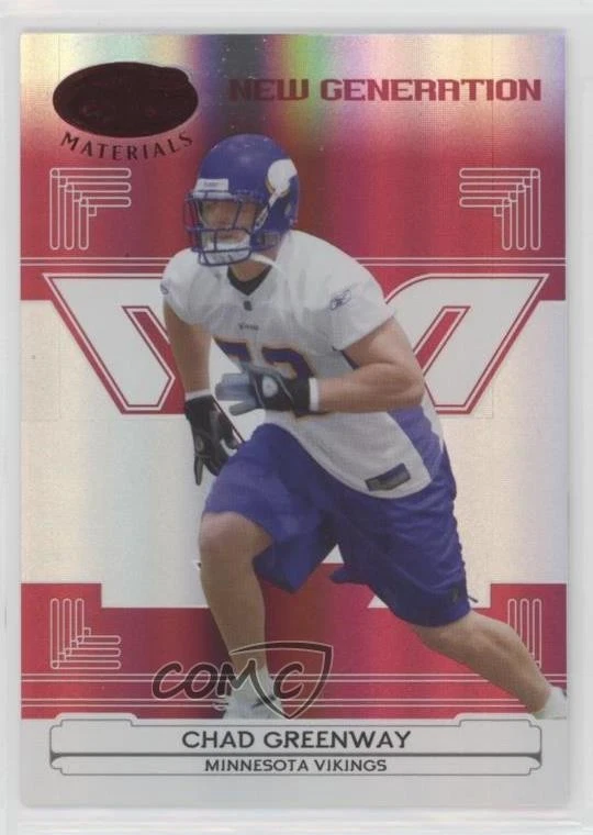 2006 Leaf Certified Materials New Generation Mirror Red Chad Greenway Rookie RC - Image 1 of 2