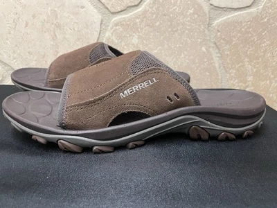 Sandalias sin cordones Merrell Huntington de cuero marrón tierra para hombre 9 M J036853 Foto 1 de 4
