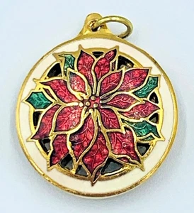 Hallmark Keepsake Miniature Ornament Cloisonne Poinsettia Vintage 1990 - Picture 1 of 5