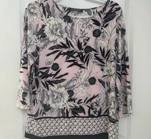 Ladies Kasper Medium Pink Black Business Casual Blouse - Picture 1 of 3