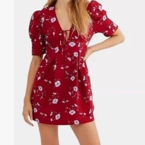 NWT free people Adele tunic midi dress in red floral print - Picture 1 of 11