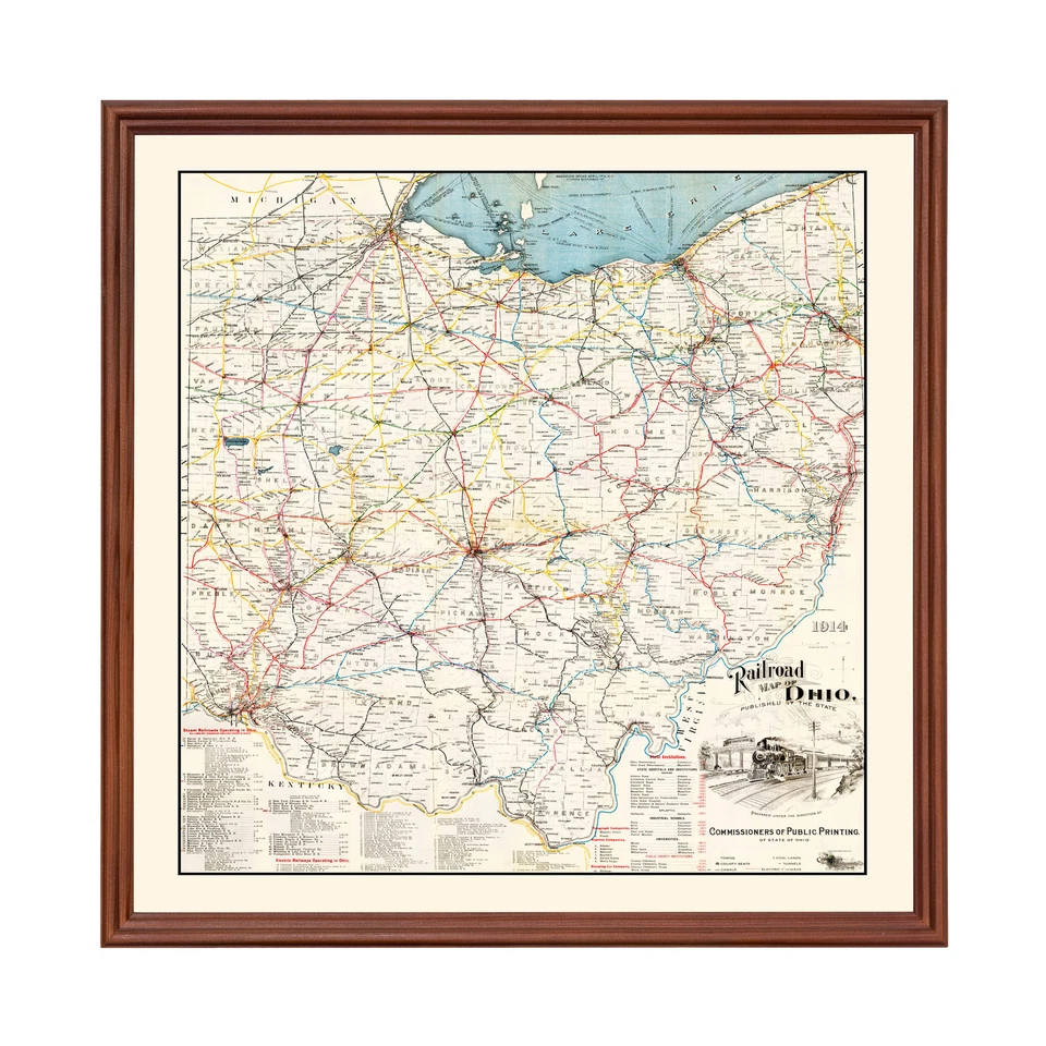 Old Map of Ohio 1914 - Vintage Ohio Art - Image 1 of 4