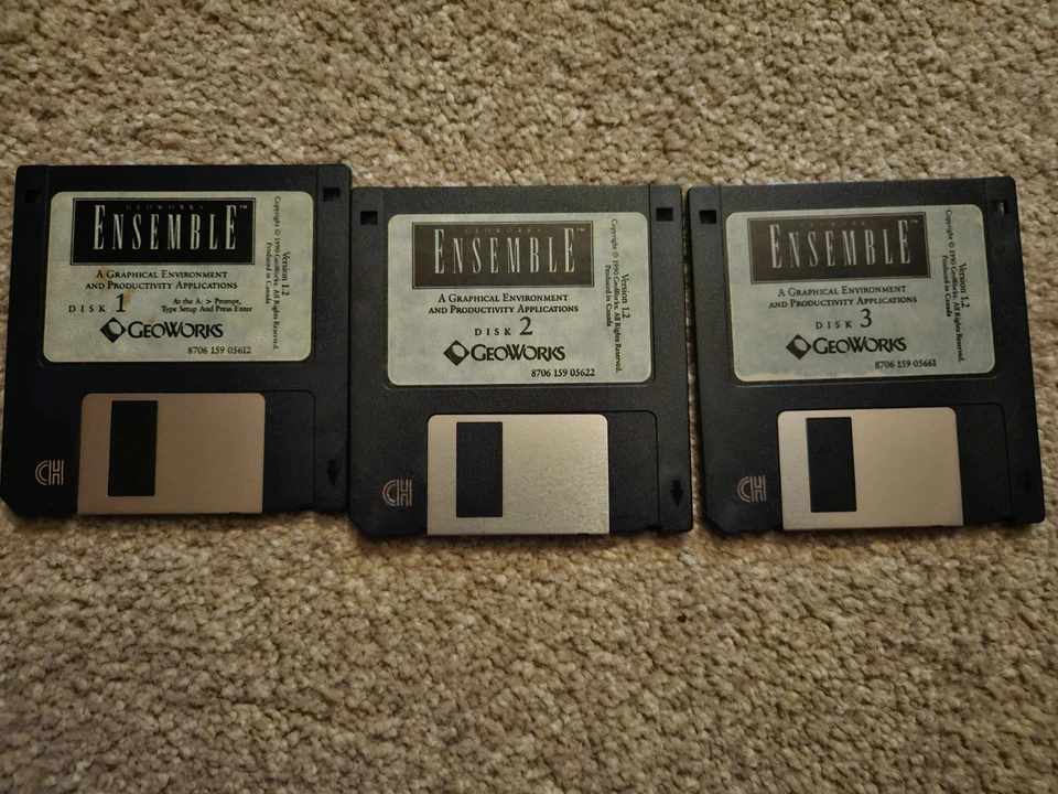 Conjunto por Geoworks Juego de instalación de disquete de 3 piezas Programa gráfico vintage Foto 1 de 1
