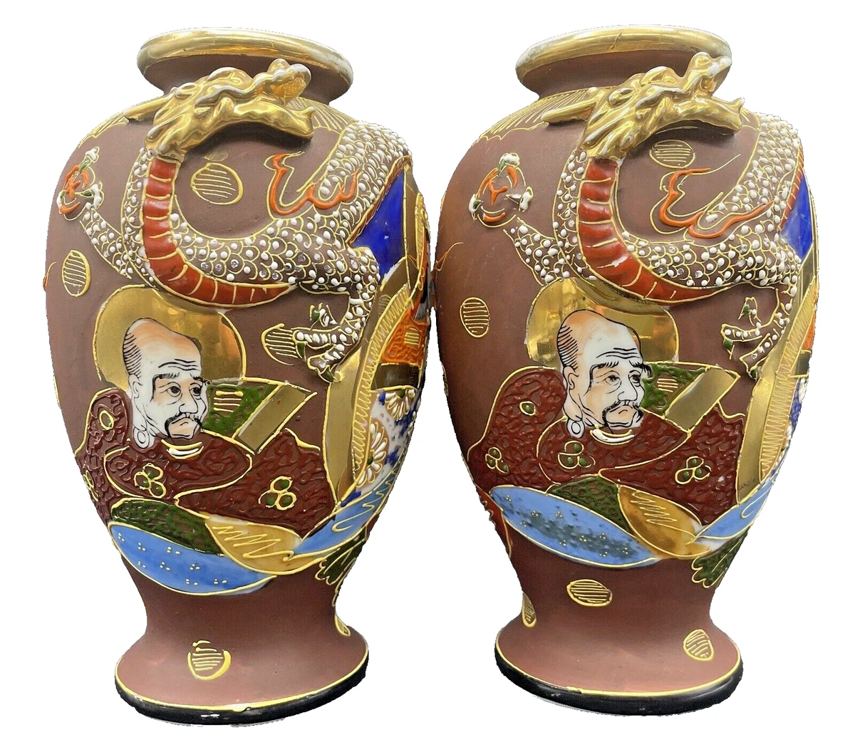 陶瓷多色老式原版古董日本花瓶| eBay