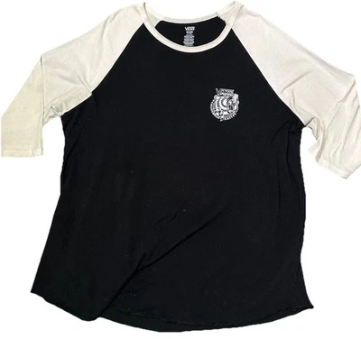 Camiseta de béisbol Vans California Native negra con mangas 3-4 blancas para hombre 2XL  Foto 1 de 4