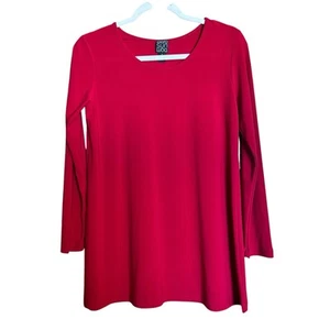 Clara Sun Woo Top Damen klein rot Slinky faltenfrei flüssig Strick Bluse - Bild 1 von 9