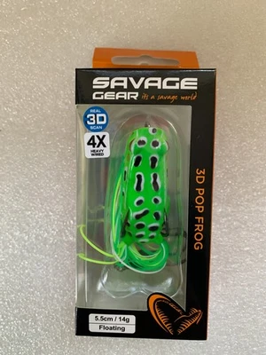 SAVAGE GEAR 3D POP FROG 5.5CM 14G GREEN FISHING LURE SVS62026 - Image 1 of 2