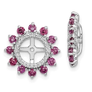 Sterling Silver Rhodium Diamond & Rhodolite Garnet Earring Jackets - Picture 1 of 4