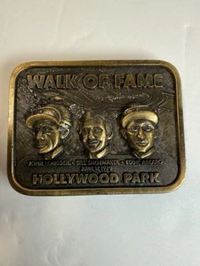 Messing Gürtelschnalle Jockeys Pferderennen 1979 Hollywood Park Walk Fame Schuhmacher - Bild 1 von 4